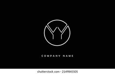 the letter m in a circle logo design with black and white color for company name