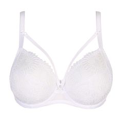 The PrimaDonna Sophora collection offers a timeless design and unsurpassed figure-shaping. This full cup bra is sexy, comfortable and super-luxurious. The removable straps accentuate your feminine cleavage. Looks great under a V-neck top! Graphic embroidery in crisp white is feminine, summery, and perfect for brides-to-be. Style # 016-3181 Style: Full Cup Underwired Bra Fabric: 60% Polyamide, 25% Polyester, 15% Elastane Design: This underwired three-part full cup bra completely cover your breasts, providing comfort and great lift; while not compromising the luxurious look and feel. The side seam centers the breasts for a perfectly round shape. The removable decorative straps accentuate your feminine neckline. Beautiful under a V-neck top! Fit and Tips: True to size. Elegant Full Cup Bra With Adjustable Straps, White Underwire Nursing Bra With Removable Cups, White Nursing Bra With Removable Cups And Underwire, White Underwire Bra With Removable Cups, Elegant White Bra With Removable Cups, Elegant Push-up Nursing Bra With Removable Cups, White Full Cup Nursing Bra With Adjustable Straps, Elegant Padded Full Cup Nursing Bra, White Push-up Nursing Bra With Removable Cups