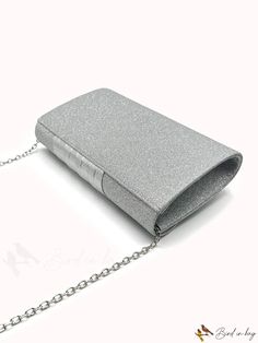 BirdinBag - Silver Glitter Envelope Bag - Elegant Wedding Handbag with Chain Handle for Women Formal Silver Envelope Evening Bag, Silver Envelope Evening Bag, Rectangular Glitter Clutch For Formal Occasions, Rectangular Glitter Clutch For Formal Events, Glitter Rectangular Clutch For Formal Occasions, Rectangular Glitter Evening Bag For Formal Events, Elegant Glitter Evening Bag Rectangular, Elegant Rectangular Glitter Evening Bag, Silver Glitter Clutch For Evening