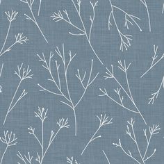 a blue wallpaper with white branches on it