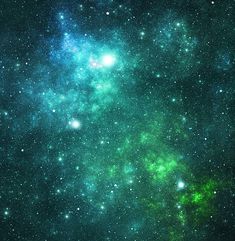 green and blue stars in the night sky