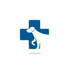 a dog is on the cross with its paw in it's mouth logo design