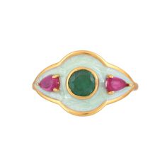 Emerald & Pink Tourmaline Gold Vermeil Over Sterling Silver Enameled Ring Silver = 3.45 gm. Emerald & Pink Tourmaline = 0.65 ct. The beautiful ring measures to be a size US 6.75 & can be re-sized as per requirement. If for any reason you are not completely satisfied, you may return, exchange, replace, or credit your purchase within 15 days from delivery. Wholesale Enquiries? Contact us & we will get in touch with you!n touch with you! Gemstone Enamel Ring, Heirloom Enamel Ring For Anniversary, Fine Jewelry Enamel Ring With Gemstone, Fine Jewelry Enamel Ring, Fine Jewelry Enamel Ring Hallmarked, Hallmarked Green Enamel Ring For Anniversary, Green Oval Enamel Ring For Anniversary, Green Hallmarked Enamel Ring For Anniversary, Oval Green Enamel Anniversary Ring