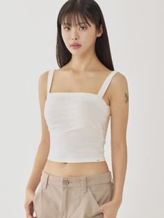 Composition : Main fabric: 85% cotton, 15% polyurethane / Lip fabric: 85% nylon, 15% polyurethaneColor : Cream,Lavender,Blue,BlackCountry of Origin : China Spring Cotton Tank Top With Wide Straps, Spring Cotton Camisole With Wide Straps, Basic Tank Top With Wide Straps For Summer, Basic Summer Tank Top With Wide Straps, Cotton Sleeveless Vest With Built-in Bra, Seamless Nylon Sleeveless Tops, Seamless Sleeveless Nylon Top, Basic Cotton Tank Top With Adjustable Straps, Spring Stretch Tops With Wide Straps