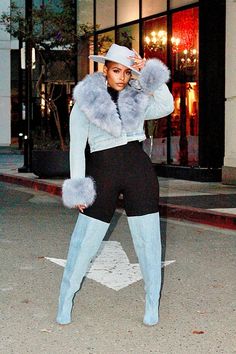 Jean Thigh High Boots Outfit, Patent Leather Thigh High Boots Outfit, Jean Boots Outfit Black Women, Outfits With Denim Boots, Jean Boots Outfit, Plus Size Thigh High Boots Outfit, Jean Thigh High Boots, Spoiled Boutique, Denim Boots Outfit