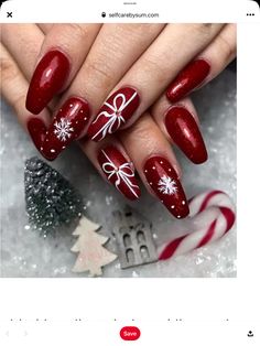 Red Coffin, Nail Art Noel, Unghie Nail Art, Winter Nails Acrylic, Pretty Nail Art Designs, Nails Red