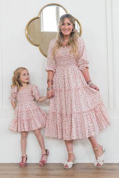 Madeline Dress In Pink Mom And Daughter Dresses, Mom Daughter Matching Dresses, Sunday Fashion, Preppy Aesthetic Outfits, Moms And Daughters, Mom Daughter Outfits, Womens Long Skirt, Mother And Children, Mother Clothing