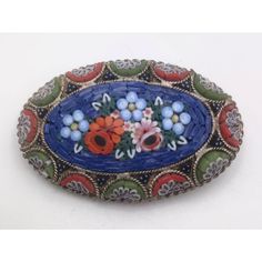 Vintage Estate Micro Mosaic Brooch Italy Floral Blue Red Oval Large 2" Beautiful, large brooch in excellent condition. Unmarked. Measures 2" wide x 1.25" tall. I buy vintage jewelry and collectibles from estate sales and auctions. Please check out my other items for more special finds. Blue Oval Brooch For Gifts, Blue Oval Brooch, Antique Handmade Blue Brooches, Micro Mosaic, Estate Sales, Last Minute Gifts, Buy Vintage, Estate Sale, Brooch Pin