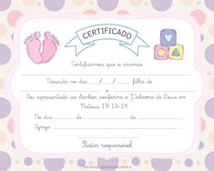 a birth certificate for a baby girl with pink and purple polka dots on the background