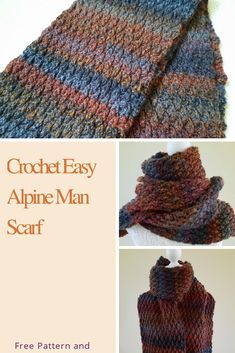 crochet easy alpine man scarf free pattern and instructions