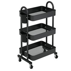 PRICES MAY VARY. 【STURDY & STABLE】The storage rolling cart is made of high quality steel frame and metal trays, which has the feature of anti-corrosion, waterproof, scratch-resistant. Thick metal frame makes it sturdy enough to hold up 66lbs 【SPACIOUS STORAGE CAPACIT】3-tier utility cart provides large storage space while saving you floor space to optimiz the space utilization as much as possible; great storage solution for a small kitchen 【ALL FOR YOUR CONVENIENCE】Equipped with 4 wheels (2 locka Bathroom Cart, Computer Cart, Pot Organization, Organization Cart, Rolling Utility Cart, Craft Cart, Tool Cart, Storage Trolley, Office Black