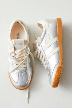 Gola Elan Metallic Sneakers Gola Tennis Shoes, Going Out Sneakers, Gola Sneakers, Djerf Avenue, Fall Trend, Silver Sneakers, Metallic Sneakers