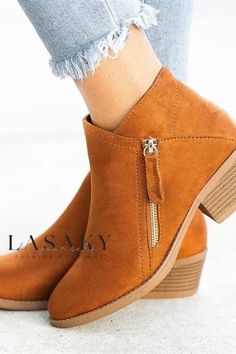 Lasaky - Refined Leather Side Zip Ankle Booties featuring a Sleek Pointed Toe and Elegant Low Block Heel Leopard Boots, Botas Chelsea, Winter Fashion Boots, Boots For Short Women, Orthopedic Shoes, Zipper Heels, Suede Chelsea Boots, Womens Chunky Heels, Boots Women Fashion