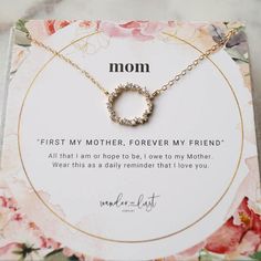 Mom Gift Set Jewelry Gift Set Wreath Necklace Infinity | Etsy Wreath Necklace, Mothers Day Necklace, Gold Circle Necklace, Set Jewelry, Gold Circle, To My Mother, Circle Necklace, Charm Set, My Mother