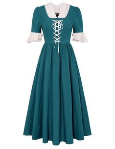 PRICES MAY VARY. Step back in time with our womens pioneer prairie dress, a perfect blend of style, history, and comfort. High-Quality Materials : 98%Cotton+2%Polyester. It is unlined. Made from pure cotton, our pioneer prairie dress ensures comfort and breathability while maintaining durability for long-lasting wear. We advise you to iron them before trying on our pioneer costume dress. Features : The pioneer dresses for adult women feature 2 pockets, V neck, one half sleeves with ruffles, invi Pioneer Dresses, Pioneer Costume, Pilgrim Costume, Pioneer Dress, Colonial Dress, Prairie Dress, Costume Dress, Dress With Pockets, Invisible Zipper