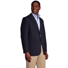 You'll look dapper in this men's Lands' End hopsack blazer. You'll look dapper in this men's Lands' End hopsack blazer. FEATURES Long sleeves Padded shoulders Traditional two-button style Felt-lined collar Vented hemline 2 flap welt pockets; 1 chest pocket Durable poly/wool blend sheds wrinkles and keeps pills at bayFIT & SIZING Classic fitFABRIC & CARE Polyester, wool Polyester lining Dry clean Imported Size: 34. Color: Black. Gender: male. Age Group: adult. Black Sports Jacket, Looking Dapper, Men In Uniform, Navy Blazer, Men's Knit, Sports Jacket, Big And Tall, Big & Tall, This Man