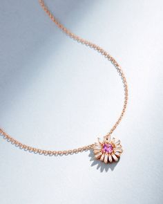 Suzanne Kalan Princess Pink Sapphire Mini Spark Pendant in 18k rose gold The Dazzling, Baguette Diamond, Mini Pendant, White Diamonds, Pink Sapphire, Princess Cut, 18k Rose Gold, Diamond White, Semiprecious Stones