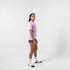 The Run Tee has been designed to disappear on the body during action motion. The Tellus fabric used throughout is durable yet lightweight. Tellus fabric is also extremely breathable, quick-drying and comfortably soft, which makes it ideal for run garments where motion stretch and minimal chaffing are essential. This item is good for weather 65° - 100° F. Solid Nylon Tops For Running, Sporty Solid Rash Guard With Crew Neck, Sporty Solid Color Crew Neck Rash Guard, Stretch Anti-odor Athleisure Activewear, Sporty Nylon Rash Guard For Sports, Go-dry Nylon Short Sleeve Activewear, Casual Stretch Rash Guard With Crew Neck, Casual Stretch Crew Neck Rash Guard, Compression Athleisure Activewear With Anti-odor Technology