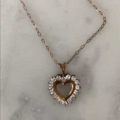 Diamond & Gold Heart-Shaped Necklace White Heart Pendant Necklace For Formal Occasions, White Open Heart Necklace For Formal Occasions, Heart Shape Necklace, Heart Shaped Necklace, Diamond Gold, Gold Heart, Heart Pendant Necklace, Heart Of Gold, Heart Pendant