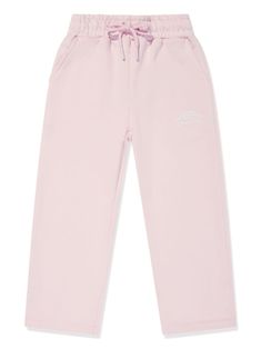 light pink cotton jersey texture embroidered logo at the leg elasticated drawstring waistband slip pockets to the sides elasticated cuffs Pink Sweatpants With Ribbed Waistband, Pink Joggers With Ribbed Waistband, Sporty Pink Sweatpants With Ribbed Waistband, Casual Pink Pants With Ribbed Waistband, Pink Cotton Pants With Elastic Cuffs, Pink Cotton Sweatpants, Pink Joggers With Ribbed Waistband For Loungewear, Pink Pants With Ribbed Waistband For Spring, Pink Cotton Joggers With Elastic Cuffs