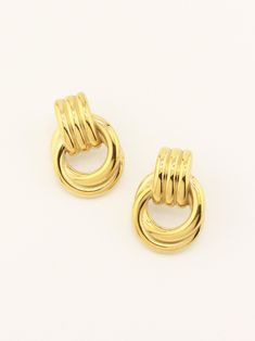 Stainless steel gold double hoop earrings. Sold in pairs Made in USA Custom Bangle, Double Hoop Earrings, Trending Bracelets, Chunky Earrings, Trending Necklaces, Earring Trends, Summer Bracelets, Summer Earring, In Pairs