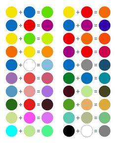 an image of different colors on the same sheet of paper with numbers in each row