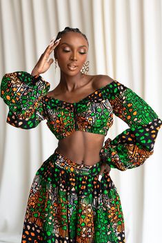 African Print Crop Top, African Print Maxi Skirt, African Skirts, Crop Top Long Sleeve, African Inspired Clothing, Print Maxi Skirt, Crop Top Long, Wax Fabric, Infinity Dress