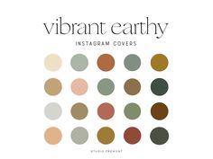 the cover for vibrant earthy instagram covers, with different colors and sizes on it