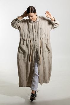 Beige Lagenlook Long Sleeve Outerwear, Oversized Beige Lagenlook Outerwear, Beige Lagenlook Outerwear For Fall, Spring Linen Belted Outerwear, Long Sleeve Belted Linen Outerwear, Belted Linen Long Sleeve Outerwear, Belted Long Sleeve Linen Outerwear, Beige Linen Outerwear For Daywear, Belted Linen Outerwear For Fall