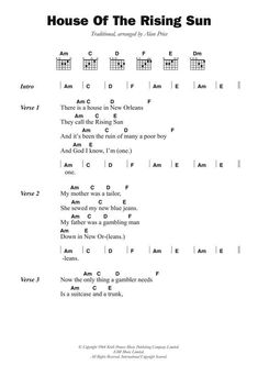 house of the rising sun guitar chords