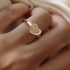 14K Gold Pave Diamond Heart Ring, Gold Love Heart Diamond Ring, Diamond Band Heart Ring, Heart Shape Cluster Ring, Signet Pinky Heart Ring 🌺Item Detail🌺 ♠️ Item Name : Heart Ring ♠️ Metal : 925 Silver  ♠️ Size : Select the Variations ♠️ Stone : Moissanite ♠️ Color-H - Clearity- VVS2                                                                           🌊 *About Us: Natural World Jewelry* 🐚 At Natural World Jewelry, we're passionate about bringing the serene beauty of the ocean to your eve Heart Ring Gold, Heart Diamond Ring, Heart Signet Ring, Diamond Heart Ring, Heart Diamond, Pave Ring, Ring Metal, Heart Love, Ring Gemstone