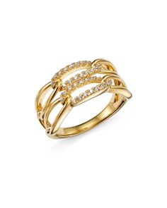 Bloomingdale's Diamond Double Link Ring in 14K Yellow Gold, 0.25 ct. t.w. - 100% Exclusive Europe Market, Mini Jewelry, Link Ring, Light Jewelry, Diamond Jewelry Necklace, Gold Ring Designs, Fine Ring, Peoples Jewellers, Rings Jewelry Fashion