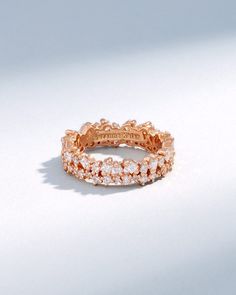 Suzanne Kalan La Fantaisie Short Stack Diamond Eternity Band in 18k rose gold Cubic Zirconia Baguette Cut Eternity Band, Luxury Baguette Cut Cubic Zirconia Eternity Band, Elegant Marquise Eternity Band With Brilliant Cut, Elegant Eternity Band With Baguette Cut Lab Grown Diamonds, Elegant Marquise Diamond Eternity Band, Elegant Diamond Eternity Band In Marquise Shape, Elegant Diamond Eternity Band With Marquise Shape, Elegant Baguette Cut Lab Grown Diamond Eternity Band, Elegant Diamond Eternity Band Marquise Cut