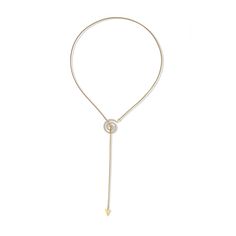 Deck out your decolletage with this mesmerizing diamond lariat necklace. Featuring a soft snake chain to gracefully slip down the chest, this brightly polished dainty chain has a glossy 18K solid gold cone to end this piece with a bang. Diamond Lariat Necklace, Double Heart Ring, Spiral Pendant, Dainty Chain, Lariat Necklace, Snake Chain, Yellow Gold Rings, Pave Diamonds, White Diamond