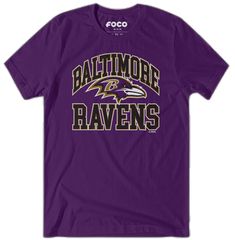 Baltimore Ravens Arched Wordmark T-Shirt FOCO Team Purple S - FOCO.com Sporty Screen Print Tops For Fan Events, Sporty Cotton Tops For Fan Events, Baseball Season Fan Merchandise Tops With Team Spirit, Fan Apparel T-shirt With Team Logo For Events, Casual T-shirt With Team Logo For Fan Events, Team-colored Tops For Baseball Season Fan Merchandise, Cotton Tops For Sports Season Fan Events, Sporty Tops With Logo Print For Fan Events, Sporty Tops With Team Logo For Fan Events