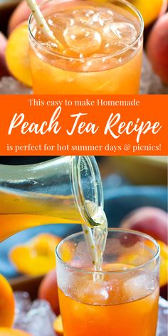 this easy to make homemade peach tea recipe is perfect for hot summer days and picnics