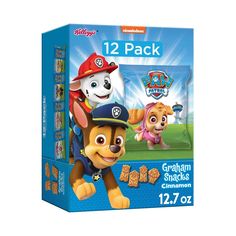 the paw patrol 12 pack includes two dogs and one dog is on it's back