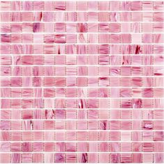 pink glass mosaic tile with small squares in the middle and bottom, on a white background