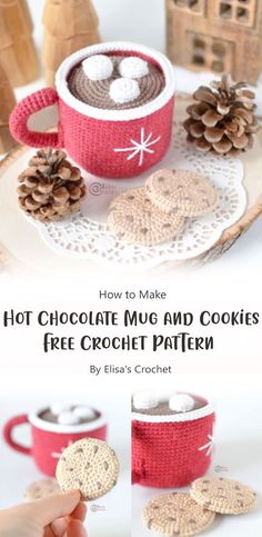 how to make hot chocolate mug and cookies free crochet pattern