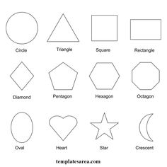 different shapes that are in the shape of stars, circles, and pentagons on a white background