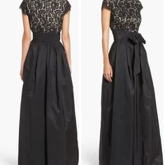 Eliza J Black Taffeta Gown With Bow At Waist Lined Lace And Beaded Bodice. High Neck. Side Pockets. Plus Size 22 Approximate Measurements: 26” Across Chest, Laid Flat 22” Across Waist, Laid Flat Hips Free (60”++) 60” Length Brand New With Tags. $228 Retail. Super Elegant And Expensive Looking. Notes: Special Event, Black Tie, Party Dress, Gala, Awards Ceremony, Wedding Guest Black Tie Awards Ceremony, Fitted Black Taffeta Gown, Black Fitted Taffeta Gown, Fitted Black Taffeta Evening Dress, Black Taffeta Evening Dress For Wedding, Black Fitted Taffeta Evening Dress, Elegant Black Taffeta Dress, Elegant Black Taffeta Gown, Black Taffeta Gown For Gala