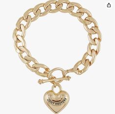 Juicy Couture Goldtone Thick Chain Heart Charm Toggle Bracelet Juicy Couture Charms Bracelet, Juicy Couture Bracelet, Chain Heart, Juicy Couture Charms, Small Bracelets, Toggle Bracelet, Couture Jewelry, Pendant Bracelet