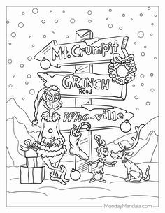 a coloring page for grinch and his family