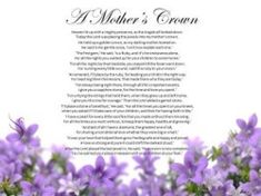 a mother's poem surrounded by purple flowers