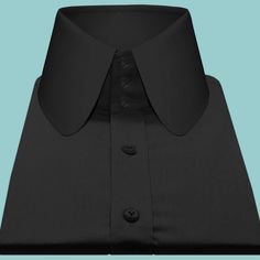 High Penny Collar Shirt Tailor-Made On Order shirt 𝘈 𝘩𝘪𝘨𝘩 𝘤𝘰𝘭𝘭𝘢𝘳 𝘴𝘩𝘪𝘳𝘵 𝘪𝘴 𝘢 𝘤𝘭𝘢𝘴𝘴𝘪𝘤 𝘢𝘯𝘥 𝘵𝘪𝘮𝘦𝘭𝘦𝘴𝘴 𝘴𝘵𝘺𝘭𝘦 𝘵𝘩𝘢𝘵 𝘢𝘥𝘥𝘴 𝘢 𝘵𝘰𝘶𝘤𝘩 𝘰𝘧 𝘴𝘰𝘱𝘩𝘪𝘴𝘵𝘪𝘤𝘢𝘵𝘪𝘰𝘯 𝘵𝘰 𝘢𝘯𝘺 𝘰𝘶𝘵𝘧𝘪𝘵. 𝘛𝘩𝘪𝘴 𝘴𝘵𝘺𝘭𝘦 𝘧𝘦𝘢𝘵𝘶𝘳𝘦𝘴 𝘢 𝘤𝘰𝘭𝘭𝘢𝘳 𝘵𝘩𝘢𝘵 𝘴𝘵𝘢𝘯𝘥𝘴 𝘶𝘱 𝘢𝘯𝘥 𝘦𝘯𝘤𝘪𝘳𝘤𝘭𝘦𝘴 𝘵𝘩𝘦 𝘯𝘦𝘤𝘬, 𝘱𝘳𝘰𝘷𝘪𝘥𝘪𝘯𝘨 𝘢 𝘳𝘦𝘧𝘪𝘯𝘦𝘥 𝘢𝘯𝘥 𝘱𝘰𝘭𝘪𝘴𝘩𝘦𝘥 𝘭𝘰𝘰𝘬. 𝘐𝘵'𝘴 𝘢 𝘷𝘦𝘳𝘴𝘢𝘵𝘪𝘭𝘦 𝘱𝘪𝘦𝘤𝘦 𝘰𝘧 𝘤𝘭𝘰𝘵𝘩𝘪𝘯𝘨 𝘵𝘩𝘢 Fitted Black Shirt With Fold-down Collar, Solid Business Tops With Collar, Classic Black Shirt With Spread Collar, Fitted Black Shirt With Collar, Black Fitted Collared Top, Black Fitted Top With Fold Down Collar, Classic Black Top For Business, Classic Black Shirt With Fold Down Collar, Black Fitted Shirt With Johnny Collar