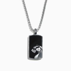 Effy Men's 925 Sterling Silver Onyx Dog Tag Pendant, 28.40 TCW Dog Tag Pendant, Effy Jewelry, Dog Tag, Tag Necklace, Dog Tags, Dog Tag Necklace, Onyx, 925 Sterling Silver, Pendant Necklace