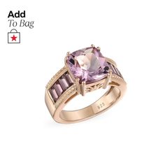 in stock Rhodolite Garnet, Pink Amethyst, Amethyst Ring, Bling Jewelry, Ring For Women, Silver Roses, Cushion Cut, Gold Plated Sterling Silver, Rose Gold Plates