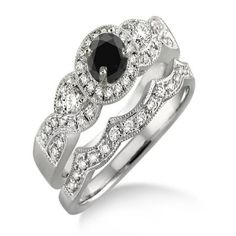 a black and white diamond wedding ring set