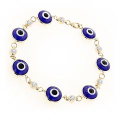 Item Code: 004865&#44 Diamond Evil Eye Bracelet, Blue Evil Eye Bracelet, Diamond Evil Eye, Evil Eyes, Bracelet Blue, Blue Evil Eye, Evil Eye Pendant, Eye Bracelet, Gold Bracelet Chain