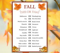 a fall poem with leaves and pumpkins on it